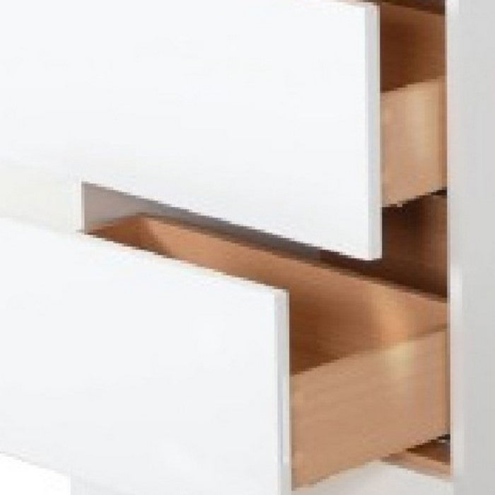 4 Drawer Dresser with Integrated Pulls and Stable Base, White - BM216790