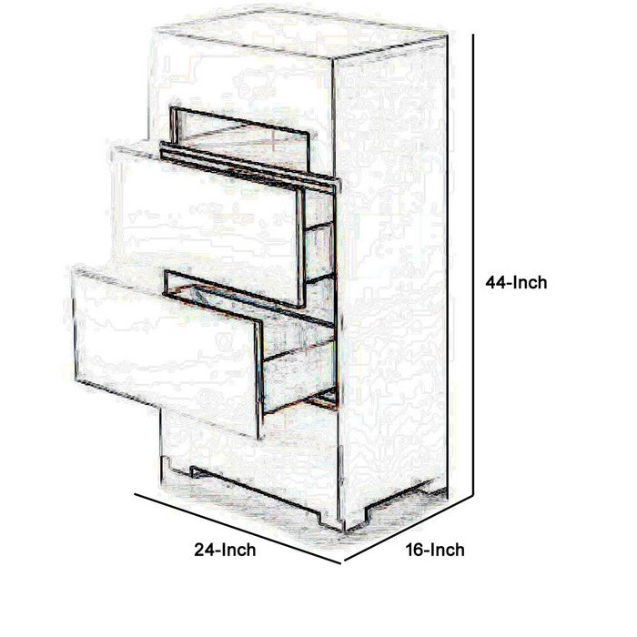 4 Drawer Dresser with Integrated Pulls and Stable Base, White - BM216790