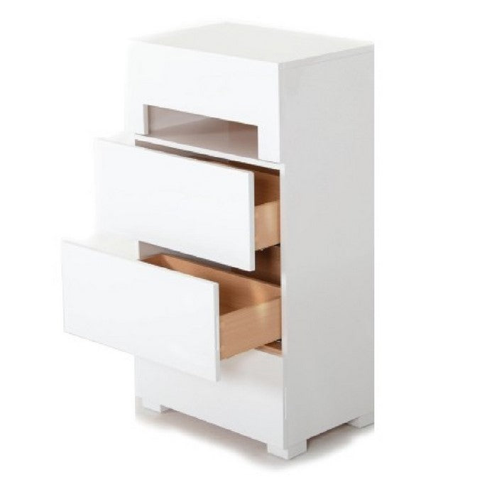 4 Drawer Dresser with Integrated Pulls and Stable Base, White - BM216790