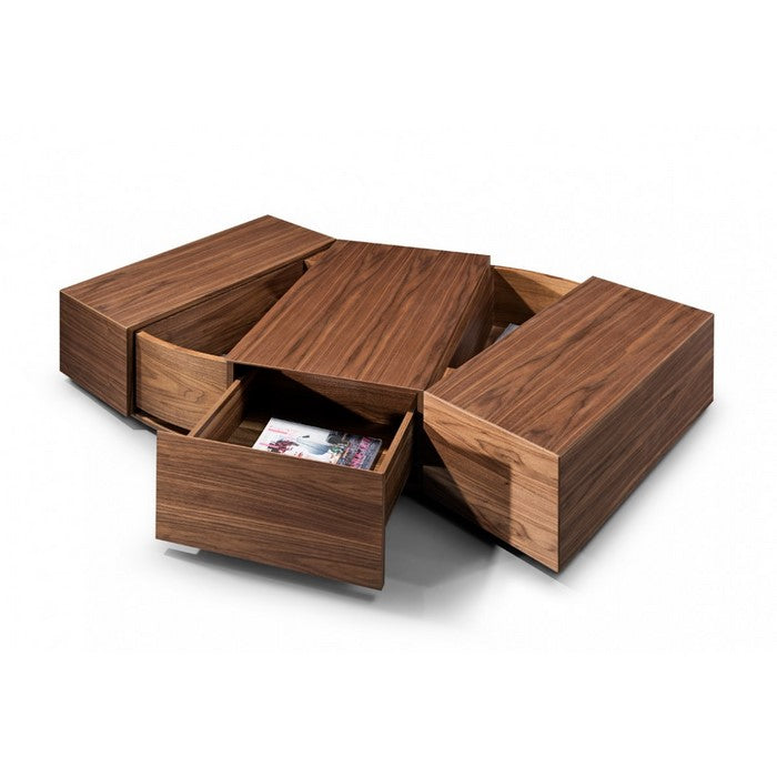1 Drawer Coffee Table with 2 Pull Out Storage Compartments, Brown - BM216793