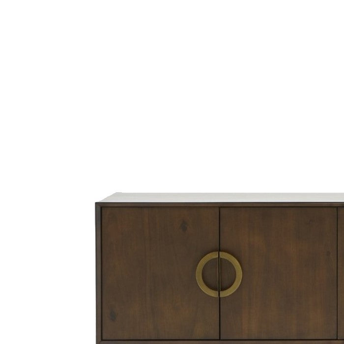 2 Double Door Storage Buffet with Semi Circle Pulls and Tubular Legs, Brown - BM216795