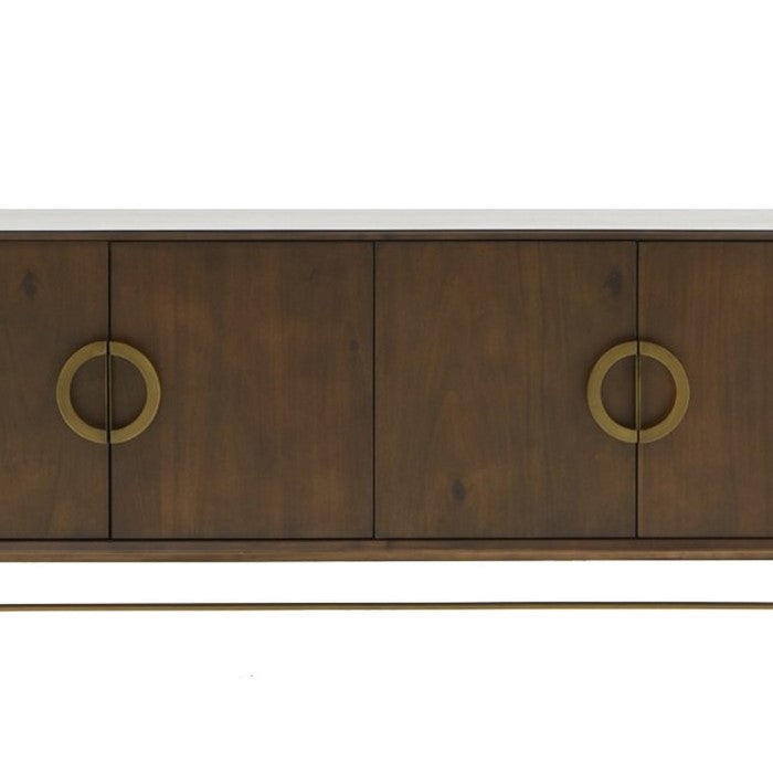 2 Double Door Storage Buffet with Semi Circle Pulls and Tubular Legs, Brown - BM216795