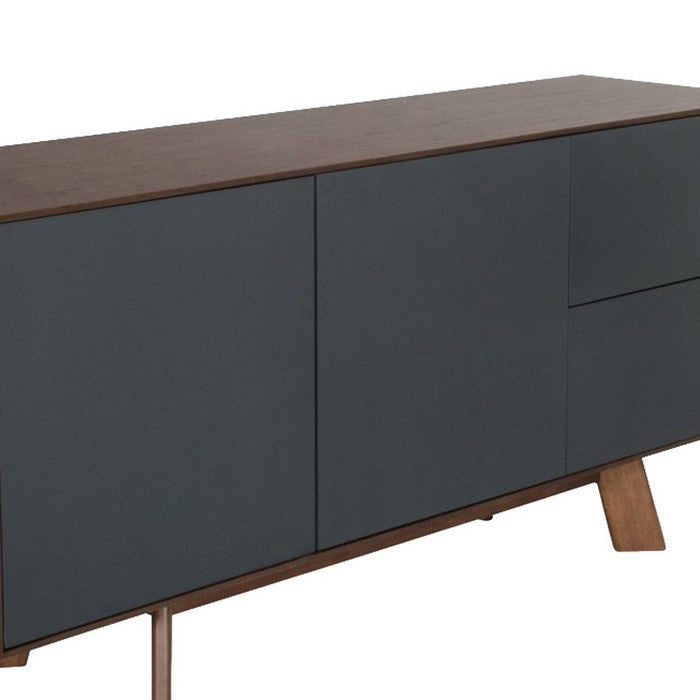 1 Double Door Storage Buffet with 2 Drawers and Angled Legs,Brown and Gray - BM216796