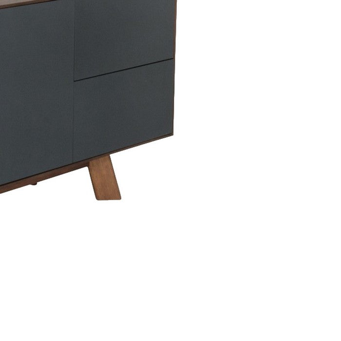 1 Double Door Storage Buffet with 2 Drawers and Angled Legs,Brown and Gray - BM216796