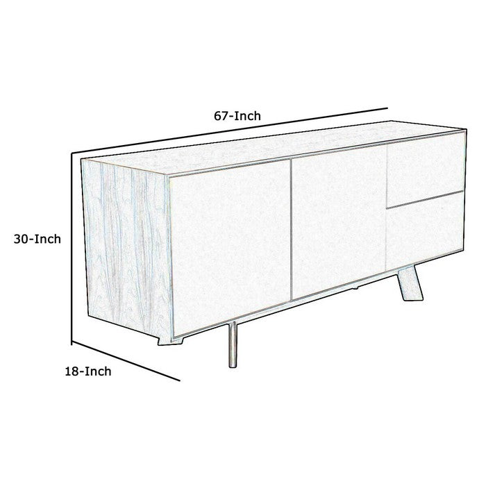1 Double Door Storage Buffet with 2 Drawers and Angled Legs,Brown and Gray - BM216796