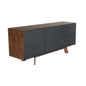 1 Double Door Storage Buffet with 2 Drawers and Angled Legs,Brown and Gray - BM216796