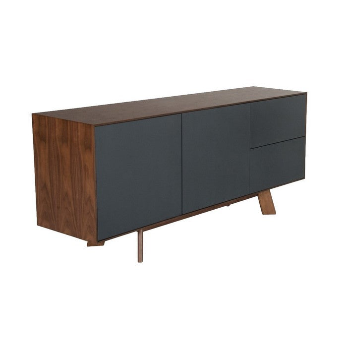 1 Double Door Storage Buffet with 2 Drawers and Angled Legs,Brown and Gray - BM216796