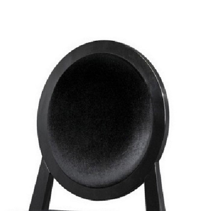 Fabric Dining Chair with Oval Shaped Backrest, Set of2, Black - BM216798