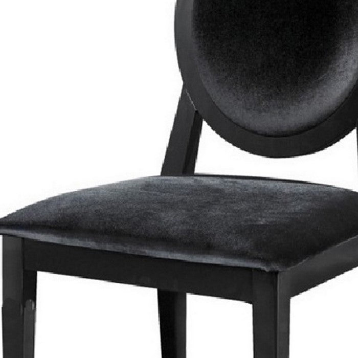 Fabric Dining Chair with Oval Shaped Backrest, Set of2, Black - BM216798