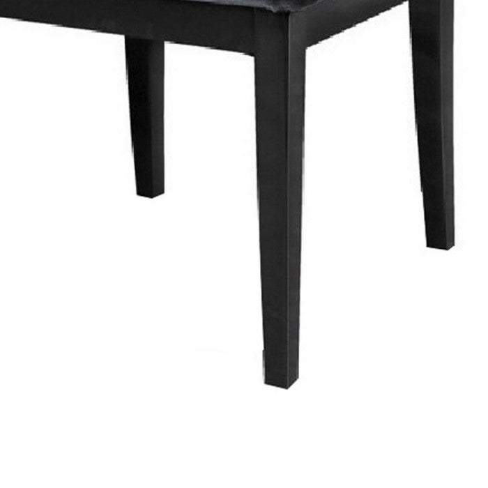 Fabric Dining Chair with Oval Shaped Backrest, Set of2, Black - BM216798