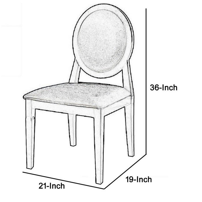 Fabric Dining Chair with Oval Shaped Backrest, Set of2, Black - BM216798