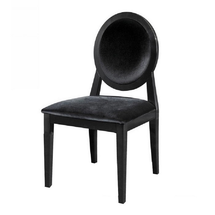 Fabric Dining Chair with Oval Shaped Backrest, Set of2, Black - BM216798