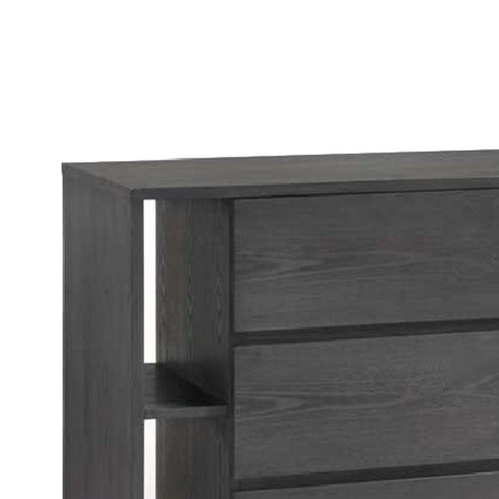 Contemporary 6 Drawer Dresser with Plinth Base and Wood Grain Details,Gray - BM216800
