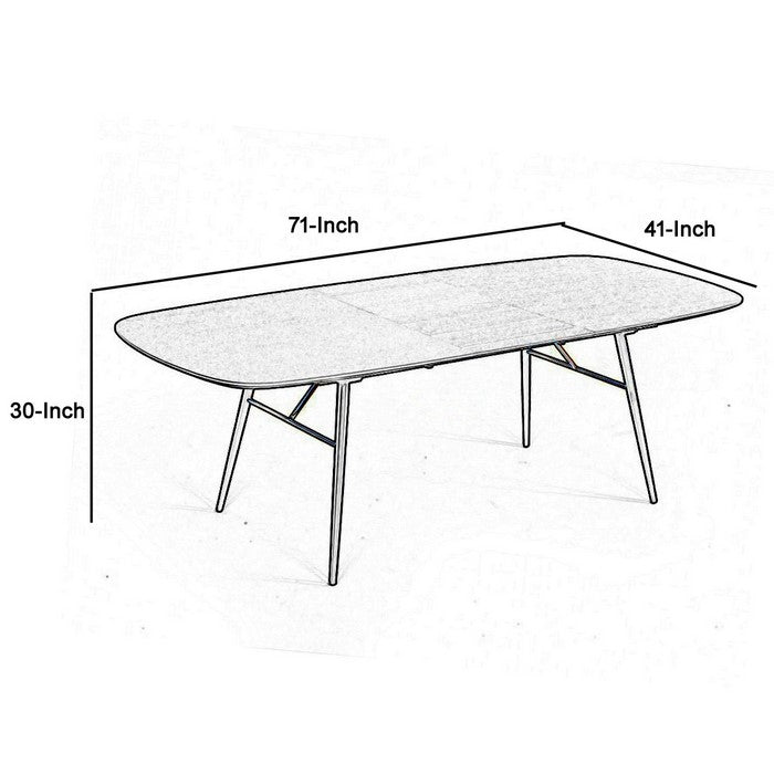 Wooden Obround Top Dining Table with Angled Legs and Extensible Leaf,Black - BM216803