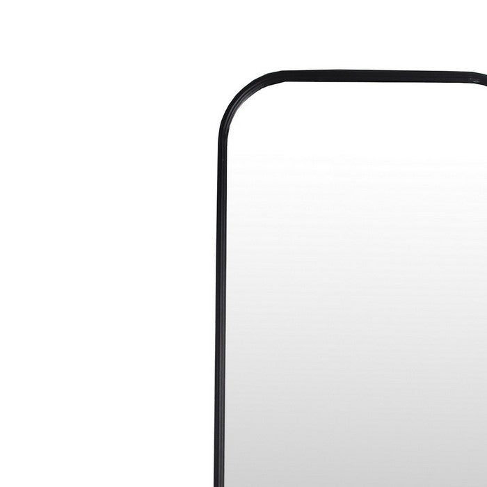 Metal Frame Long Leaner Mirror with Back Support, Black and Silver