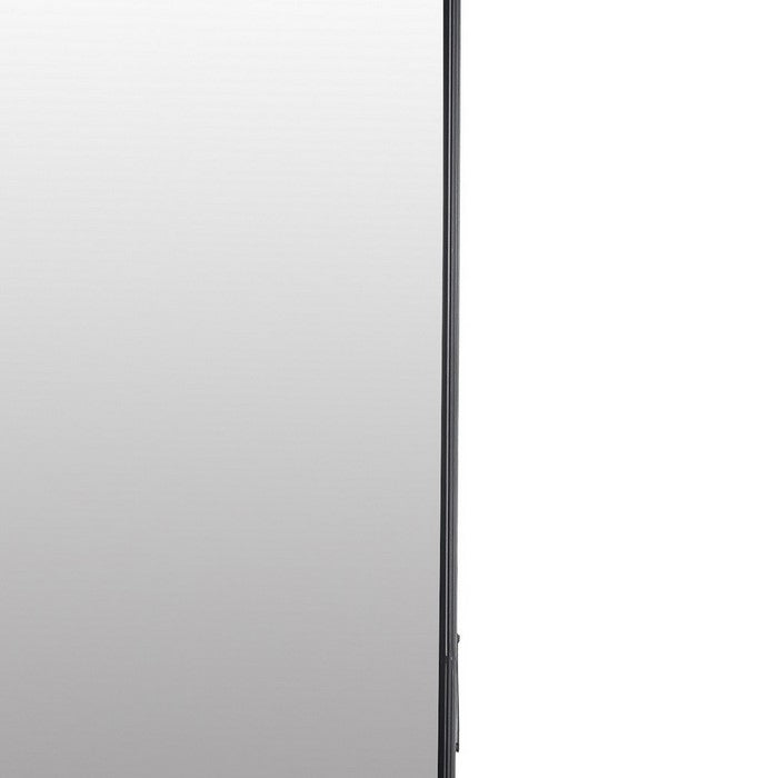 Metal Frame Long Leaner Mirror with Back Support, Black and Silver