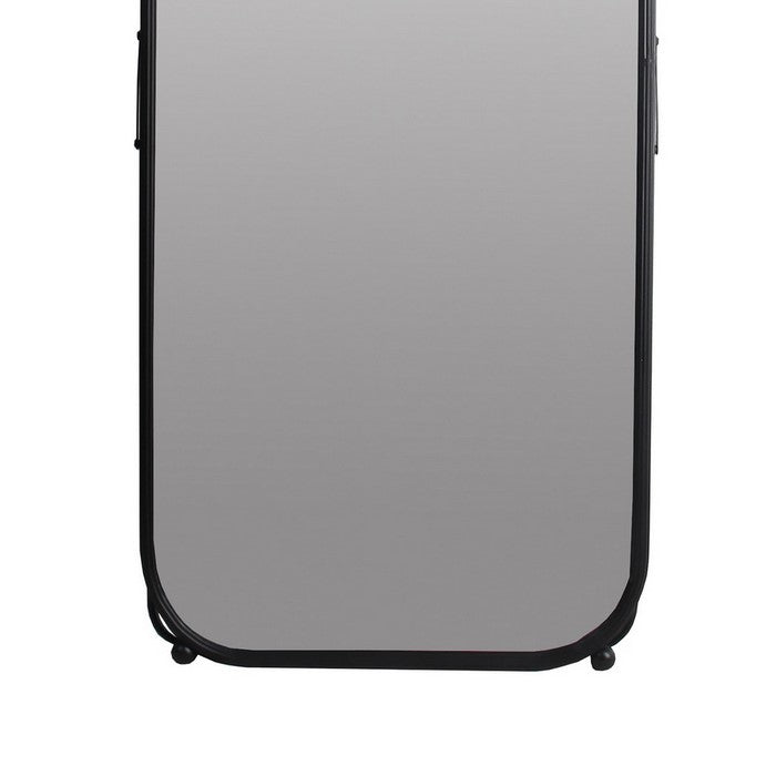 Metal Frame Long Leaner Mirror with Back Support, Black and Silver