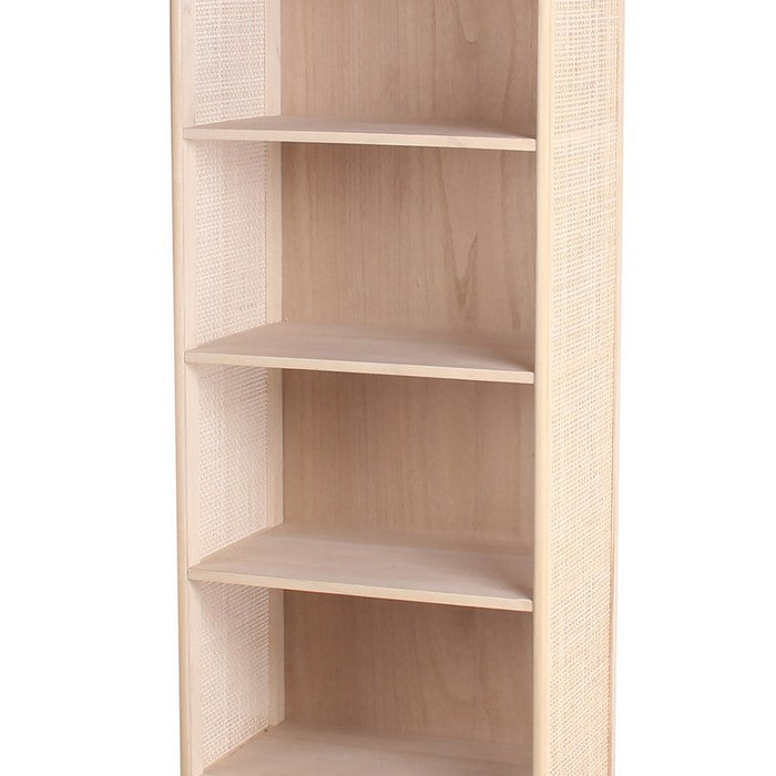 1 Drawer Wood Rack with 5 Open Shelves, Natural Brown