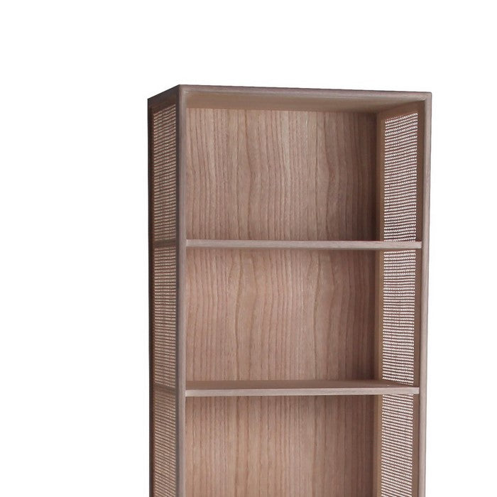 1 Drawer Wood Rack with 5 Open Shelves, Washed Brown