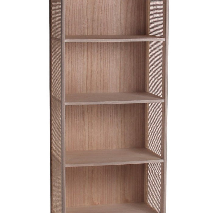 1 Drawer Wood Rack with 5 Open Shelves, Washed Brown