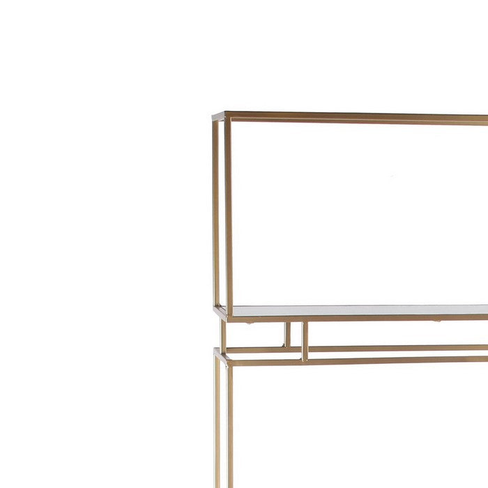 Metal and Glass Bakers Rack with 4 Open Shelves, Gold and Mirror