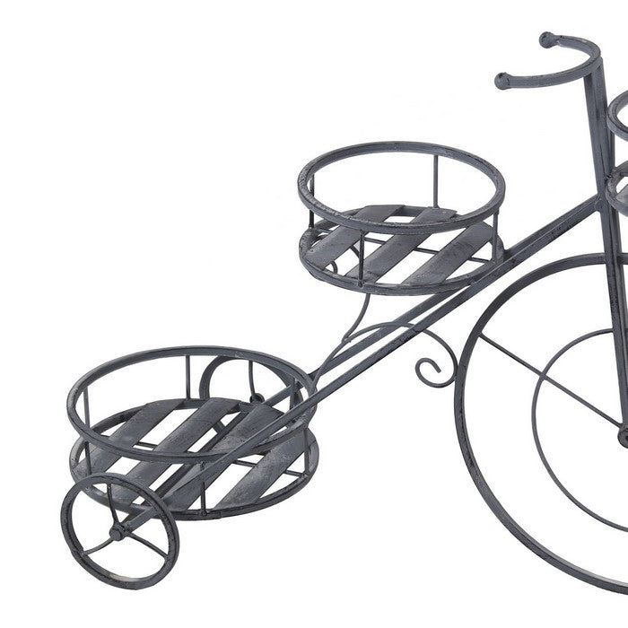 3 Tier Industrial Style Bicycle Design Metal Planter, Gray