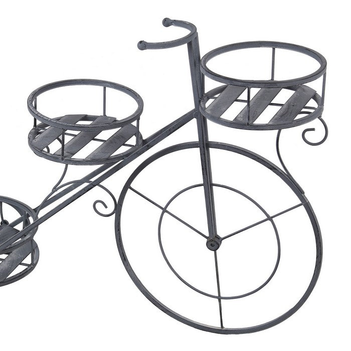 3 Tier Industrial Style Bicycle Design Metal Planter, Gray