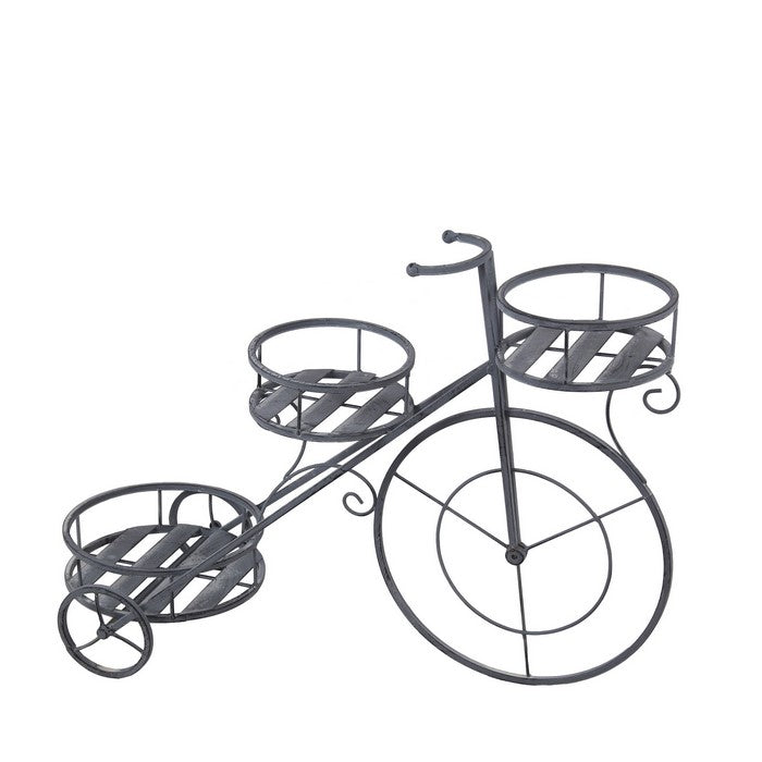 3 Tier Industrial Style Bicycle Design Metal Planter, Gray