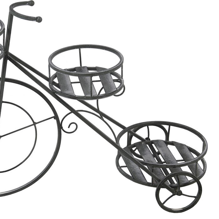 3 Tier Industrial Style Bicycle Design Metal Planter, Black
