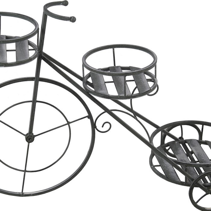 3 Tier Industrial Style Bicycle Design Metal Planter, Black