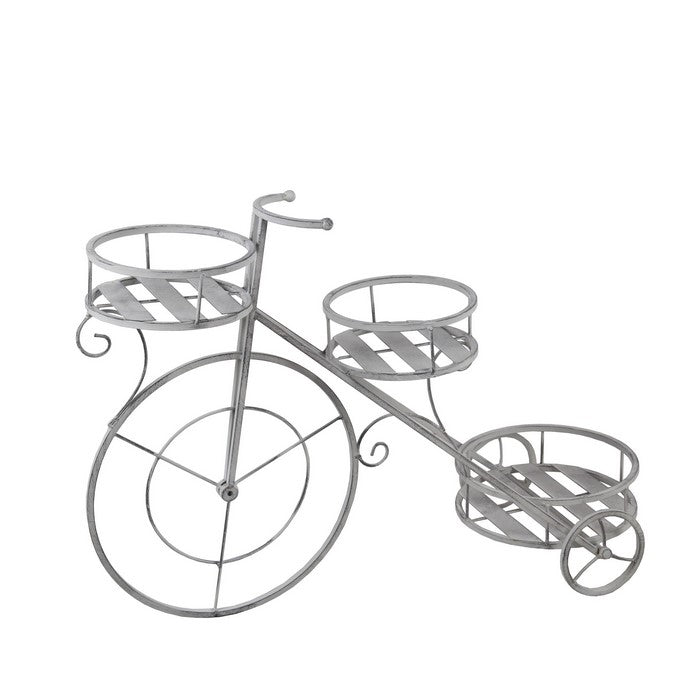 3 Tier Industrial Style Bicycle Design Metal Planter, Washed White