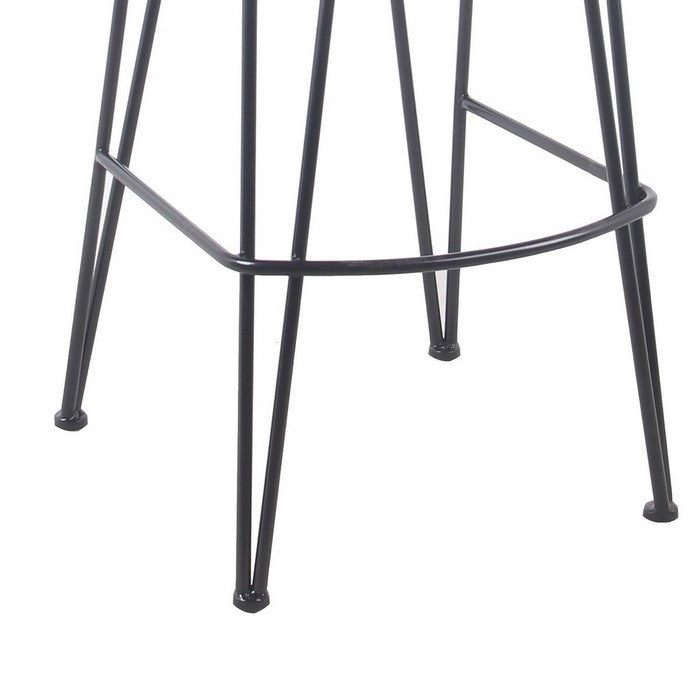 Rattan Seating Barstool with Tubular Metal Frame, Beige and Black