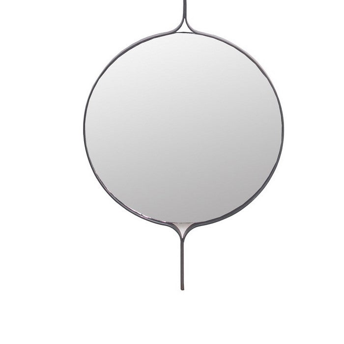 Vertical Dual Round Wall Mirror with Ring Handle, Black and Silver