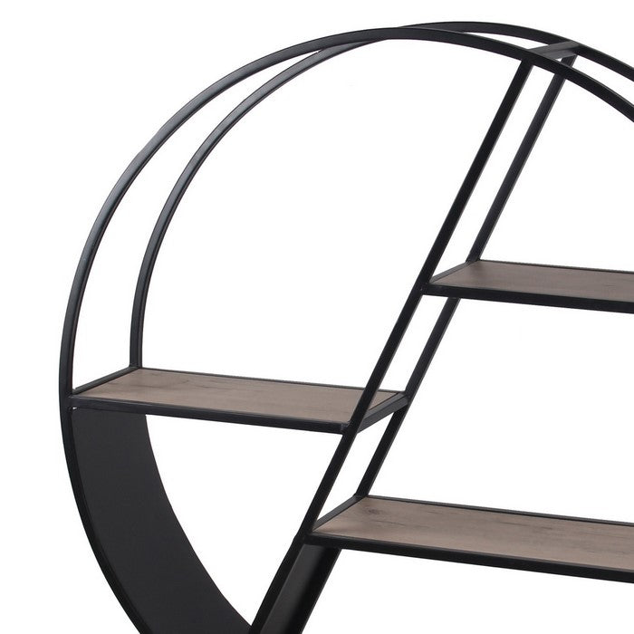 Contemporary Metal Accent Table with 3 Open Shelves, Black and Gray