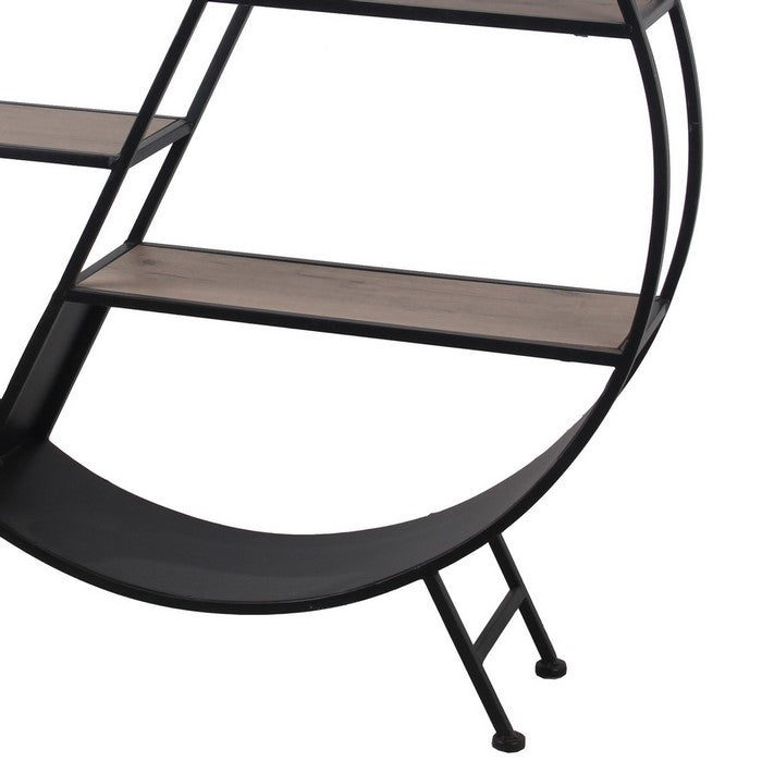 Contemporary Metal Accent Table with 3 Open Shelves, Black and Gray