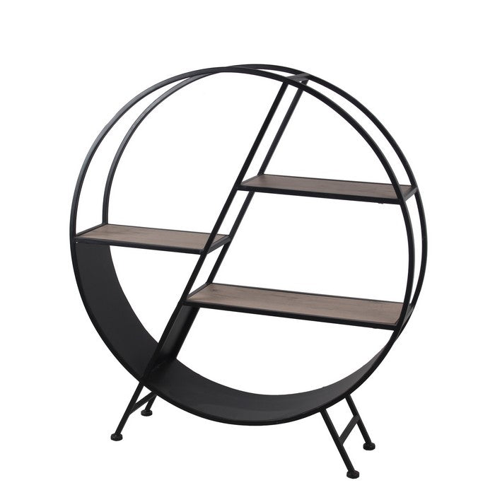 Contemporary Metal Accent Table with 3 Open Shelves, Black and Gray