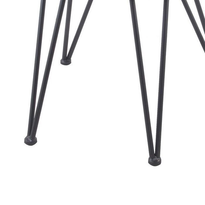Tubular Metal Frame Chair with Rattan Seating, Beige and Black