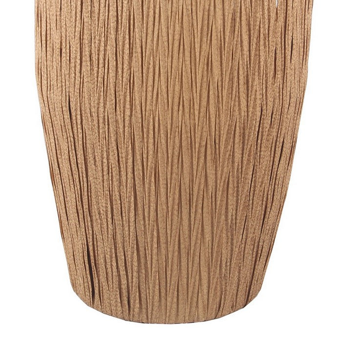 Drum Shape Metal Planter with Woven Body, Large, Black and Brown