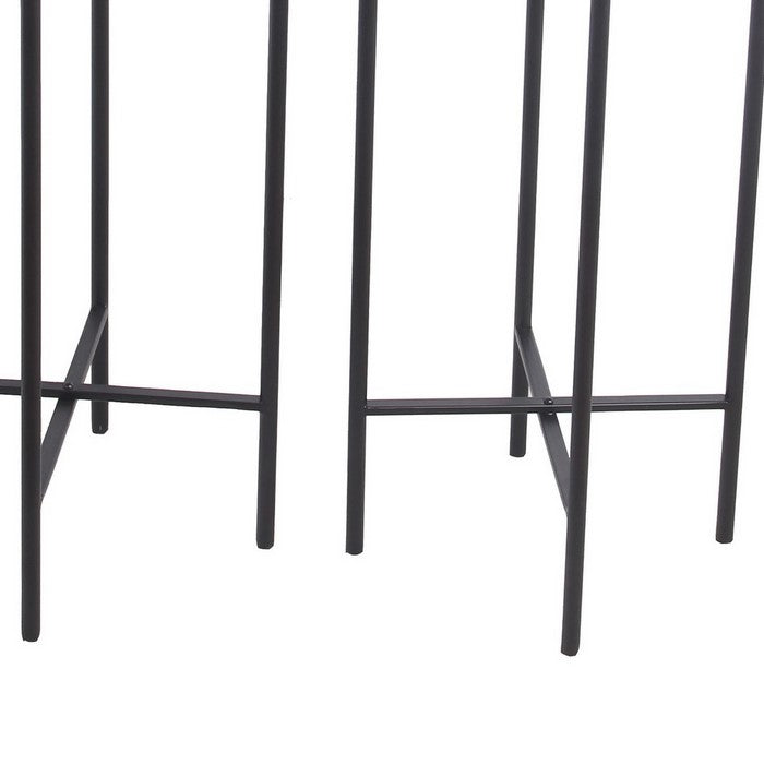 Lattice Round Metal Planter with Tubular Base, Set of 2, Gold and Black