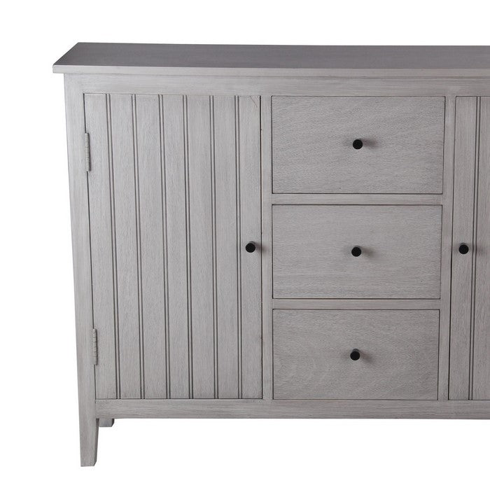 2 Door and 3 Drawer Sideboard with Round Metal Knobs, Gray