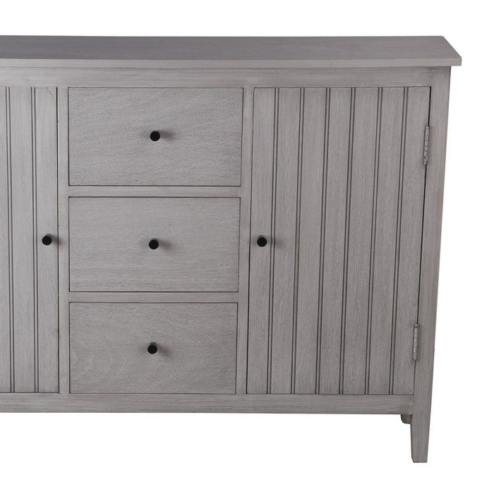 2 Door and 3 Drawer Sideboard with Round Metal Knobs, Gray