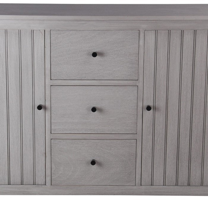 2 Door and 3 Drawer Sideboard with Round Metal Knobs, Gray
