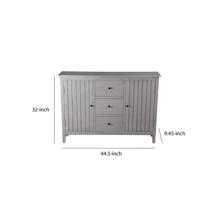 2 Door and 3 Drawer Sideboard with Round Metal Knobs, Gray