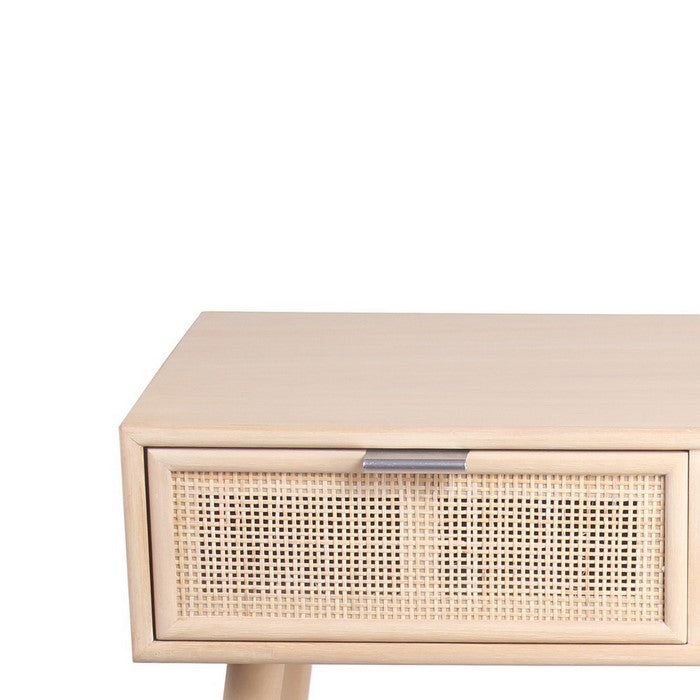 2 Drawer Wooden Console Table with Angled Legs, Beige