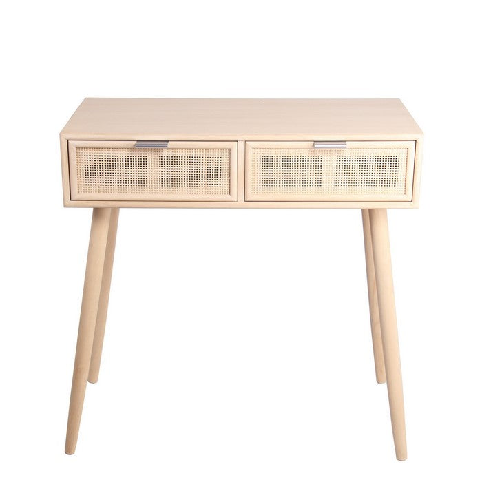2 Drawer Wooden Console Table with Angled Legs, Beige