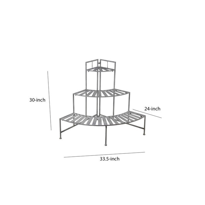 Slatted Design Adjustable 3 Tier Metal Plant Stand, Washed White