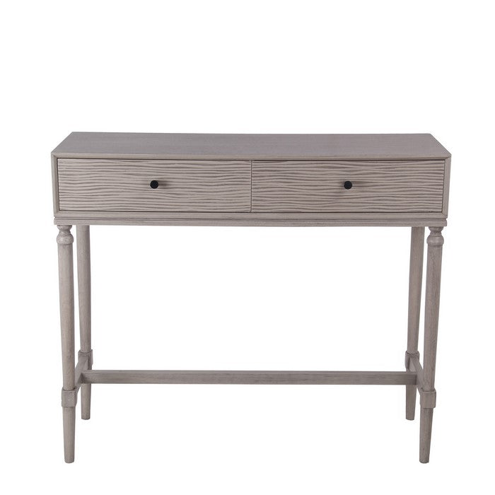 2 Drawer Wooden Console Table with Turned Legs, Taupe Gray