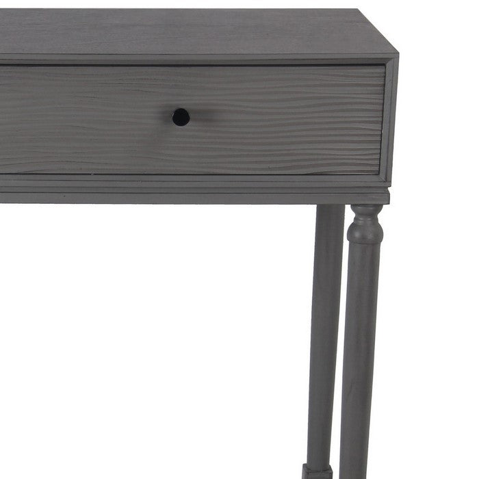 2 Drawer Wooden Console Table with Turned Legs, Gray