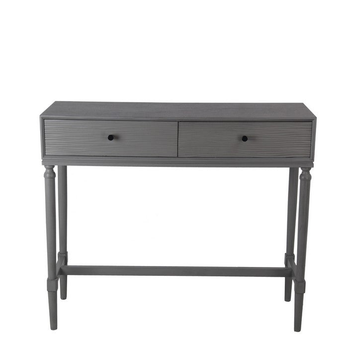 2 Drawer Wooden Console Table with Turned Legs, Gray