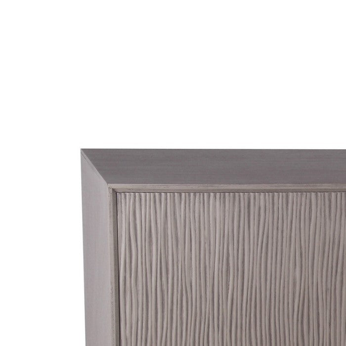 2 Door Wooden Cabinet with Vertical Streamline Pattern, Taupe Gray
